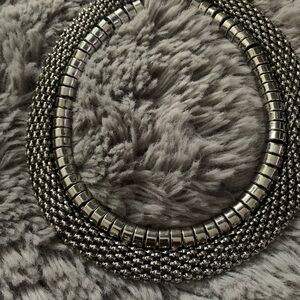Silver Multi-Texture Statement Necklace